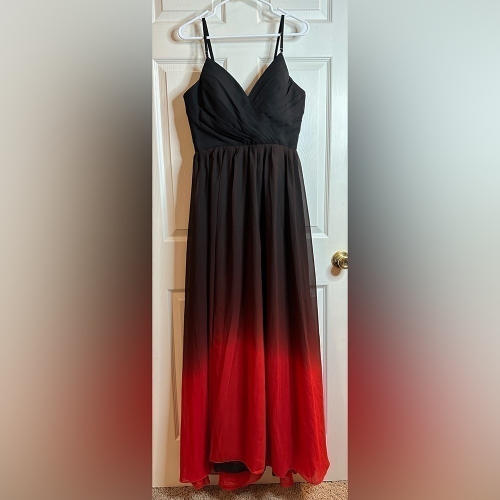 Black and Red Ombre Chiffon Gradient Long Prom Formal Evening Dress - Picture 4 of 9